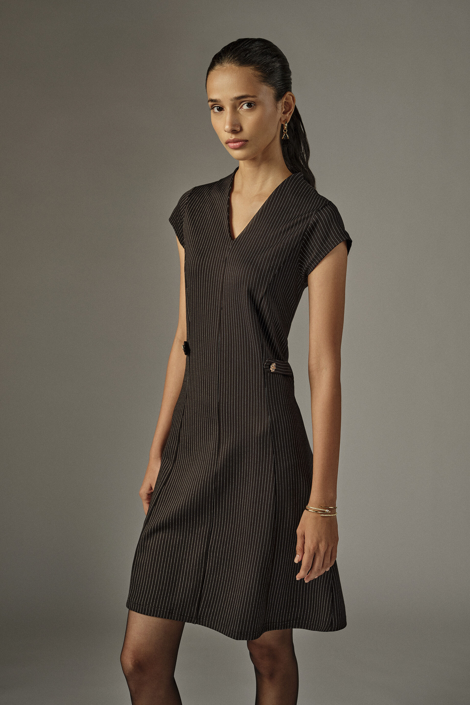 Miriam Black & White Striped Dress, Black, image 3